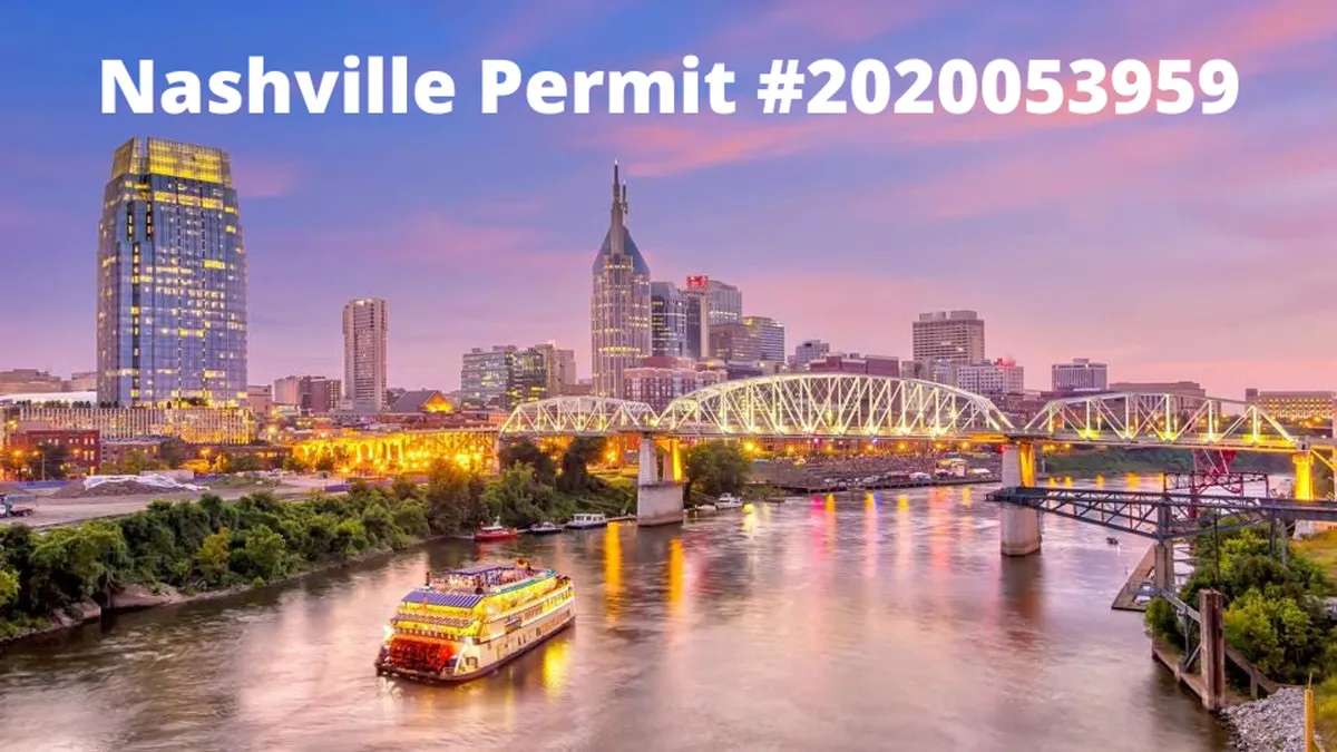 A sweeping view of the Nashville city skyline with a riverboat gliding along the river, bridges connecting the city, and lively riverfront activity. The scene exudes energy and a sense of downtown exploration and connectivity.